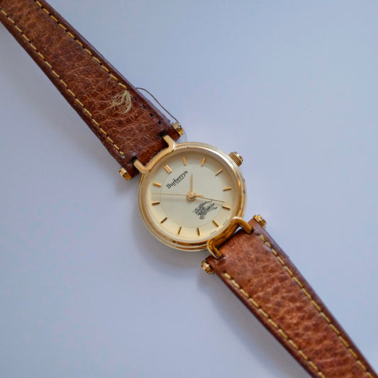 Burberry Gold Dial & Leather Strap Watch