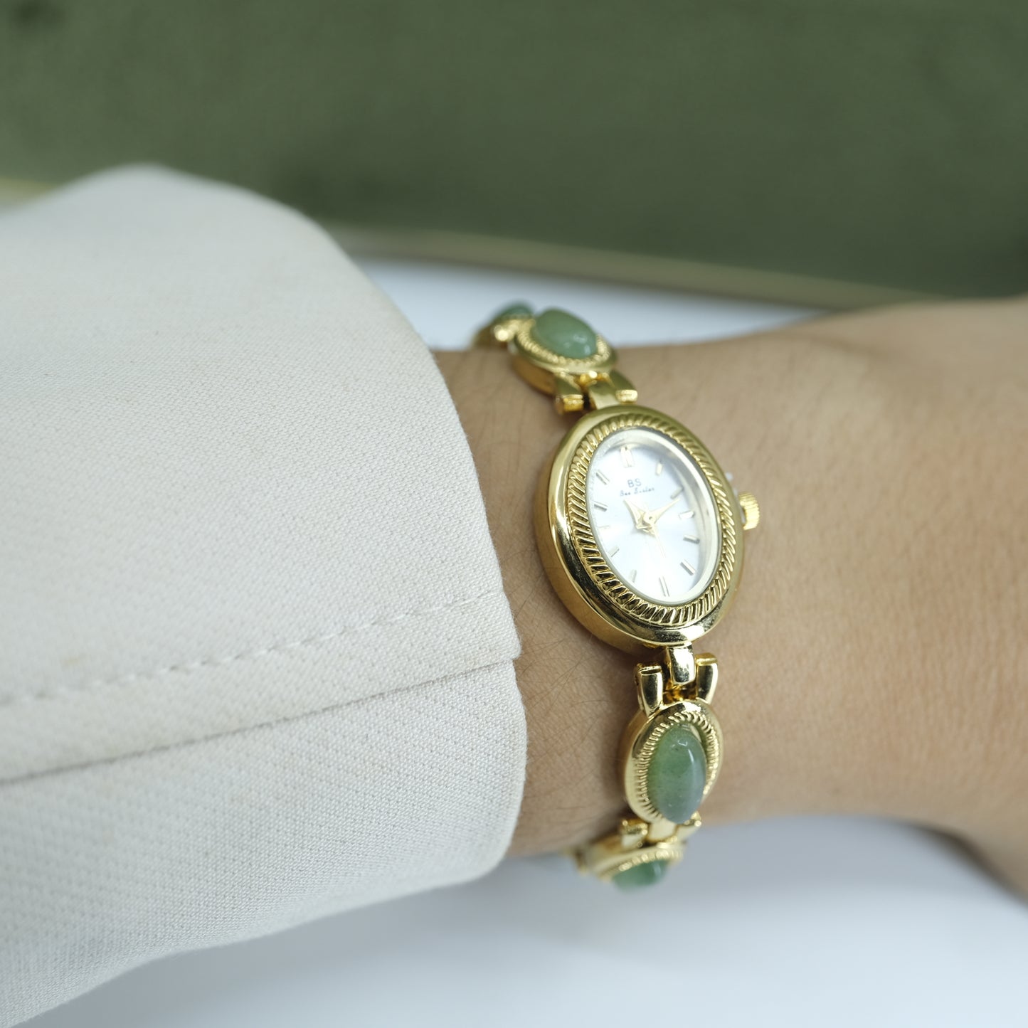 Gold Jade Vintage Watch