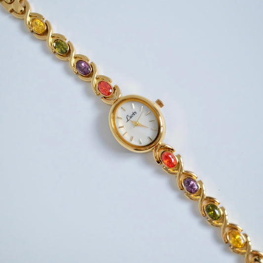 Gold Bejeweled Dainty Watch